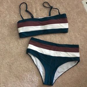 Stripped high wasted bikini